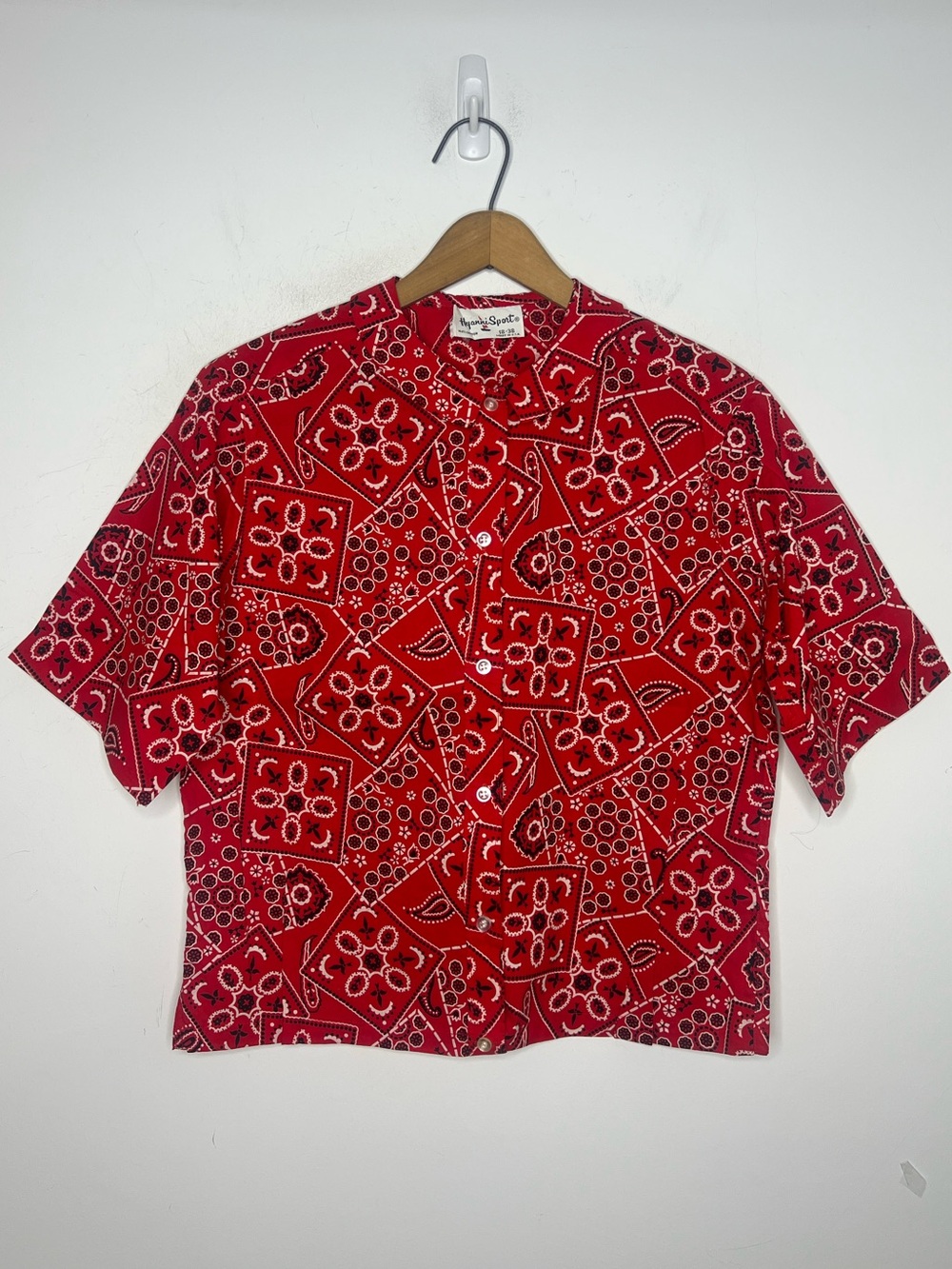 Vintage 60s 70s HyanniSport Bandana Print Rockabilly Shirt Made USA